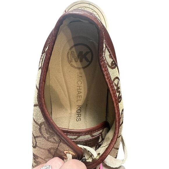 Michael Kors Logo Lace-Up Sneakers Brown Monogram Canvas Size 8M - Picture 8 of 11